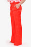 Victoria Beckham Red Jacquard Wide Leg Trousers Size 4
