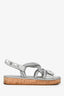 Pre-Loved Chanel™ 2010 Silver Leather Rope Logo Sandals Size 37