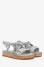 Pre-Loved Chanel™ 2010 Silver Leather Rope Logo Sandals Size 37