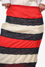 Gucci Red/Cream Silk/Lace Tiered Midi Skirt Size 40