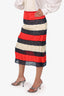 Gucci Red/Cream Silk/Lace Tiered Midi Skirt Size 40