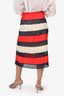 Gucci Red/Cream Silk/Lace Tiered Midi Skirt Size 40