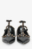Valentino Black Leather Cage Rockstud Flats Size 37.5