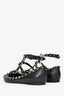 Valentino Black Leather Cage Rockstud Flats Size 37.5