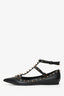 Valentino Black Leather Cage Rockstud Flats Size 37.5