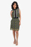Self-Portrait Navy/Yellow Floral Lace Floral Sleeveless Dress Size 2