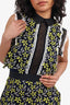 Self-Portrait Navy/Yellow Floral Lace Floral Sleeveless Dress Size 2