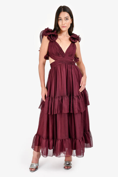 Mac Duggal Burgundy Ruffle Gown Size 6 – Mine & Yours