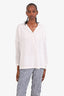 Brunello Cucinelli Cream Silk Beaded Trim Long Sleeve Blouse Size XS