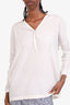 Brunello Cucinelli Cream Silk Beaded Trim Long Sleeve Blouse Size XS