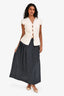 Zeus + Dione Navy Polka Dot Wrap Midi Skirt Size 42