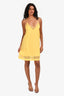 Zadig & Voltaire Yellow Silk Lace Detailed Slip Mini Dress Size S