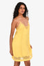 Zadig & Voltaire Yellow Silk Lace Detailed Slip Mini Dress Size S