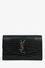 Saint Laurent 2020 Black Croc Embossed Envelope Wallet On Chain with Card Holder