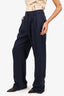 Favorite Daughter Navy Pinstripe Trousers Size 6