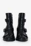Jimmy Choo Black Leather Diamanté Buckle Block Heel Boots Size 38
