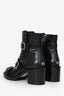 Jimmy Choo Black Leather Diamanté Buckle Block Heel Boots Size 38
