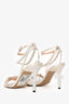 Mach & Mach White Satin/Pearl Crystal Embellished Heels Size 38