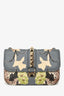 Valentino Grey Floral Leather Rockstud Chain Shoulder Bag
