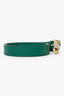 Gucci Green Leather Jeweled Tiger Buckle Belt Size 85