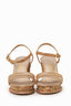 Pre-Loved Chanel™ Brown Leather/Cork Strappy Platform Heels Size 36.5 (As Is)