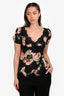 Dolce & Gabbana Black/Pink Floral Lace Detail Top Size 44