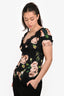 Dolce & Gabbana Black/Pink Floral Lace Detail Top Size 44