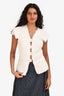 Roland Mouret Cream Woven Detailed Top Size 4