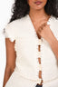 Roland Mouret Cream Woven Detailed Top Size 4