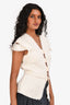 Roland Mouret Cream Woven Detailed Top Size 4