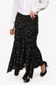 Isabel Marant Black Silk White Patterned Ruched Midi Skirt Size 40