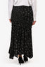 Isabel Marant Black Silk White Patterned Ruched Midi Skirt Size 40