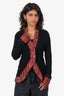 Etro Black/Red Paisley Trim Long Sleeve Cardigan Size 42