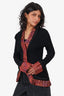 Etro Black/Red Paisley Trim Long Sleeve Cardigan Size 42