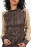 Philosophy Di Alberta Ferretti Brown Stripped Lace Blouse + Skirt Set Size 4