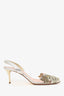 Oscar de la Renta Gold Embroidered Slingbacks Size 37