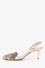 Oscar de la Renta Gold Embroidered Slingbacks Size 37