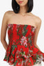 Isabel Marant Etoile Red Floral Printed Smocked Top Size 38