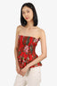 Isabel Marant Etoile Red Floral Printed Smocked Top Size 38