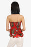 Isabel Marant Etoile Red Floral Printed Smocked Top Size 38