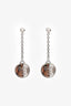 D&G Silver Tone Logo 'D&G Since 1994' Dangly Circle Earrings