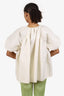Cecilie Bahnsen Cream Embroidered Puff Sleeve Front Tie Blouse Size 4