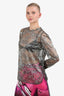 Saint Laurent Gold Lace Sheer Long Sleeve Top Size 40