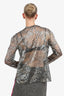Saint Laurent Gold Lace Sheer Long Sleeve Top Size 40