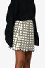 Louis Vuitton Black/White Patent Faux Leather Bow Detail Circle Print Pleated Skirt Size 34