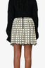 Louis Vuitton Black/White Patent Faux Leather Bow Detail Circle Print Pleated Skirt Size 34