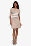 Louis Vuitton Brown/Cream Silk Knit Striped Mock Neck Dress Size XS