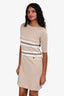 Louis Vuitton Brown/Cream Silk Knit Striped Mock Neck Dress Size XS
