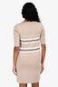 Louis Vuitton Brown/Cream Silk Knit Striped Mock Neck Dress Size XS