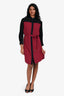 Louis Vuitton Burgundy/Black Silk Shirt Dress Size 34
